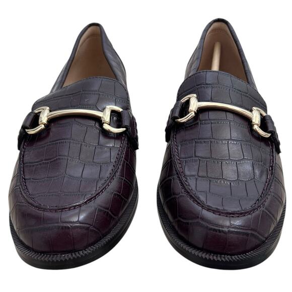 J. CREW Women's Classic Croc embossed Loafers Burgundy Brown -Size‎ 7.5 - Picture 2 of 5